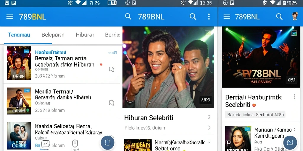 Antarmuka 789BNL menampilkan berita selebriti terbaru.