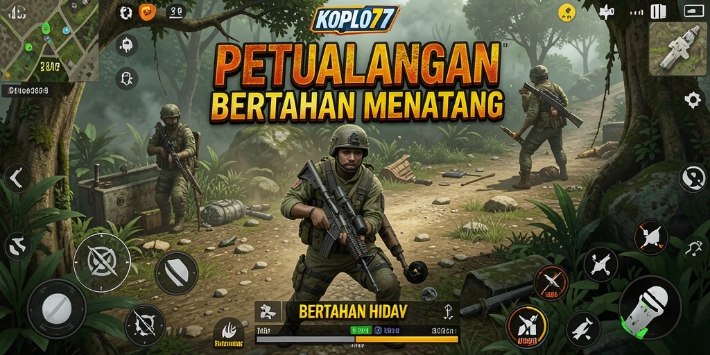 Tampilan antarmuka KOPLO77 dengan elemen bertahan hidup yang mendalam.