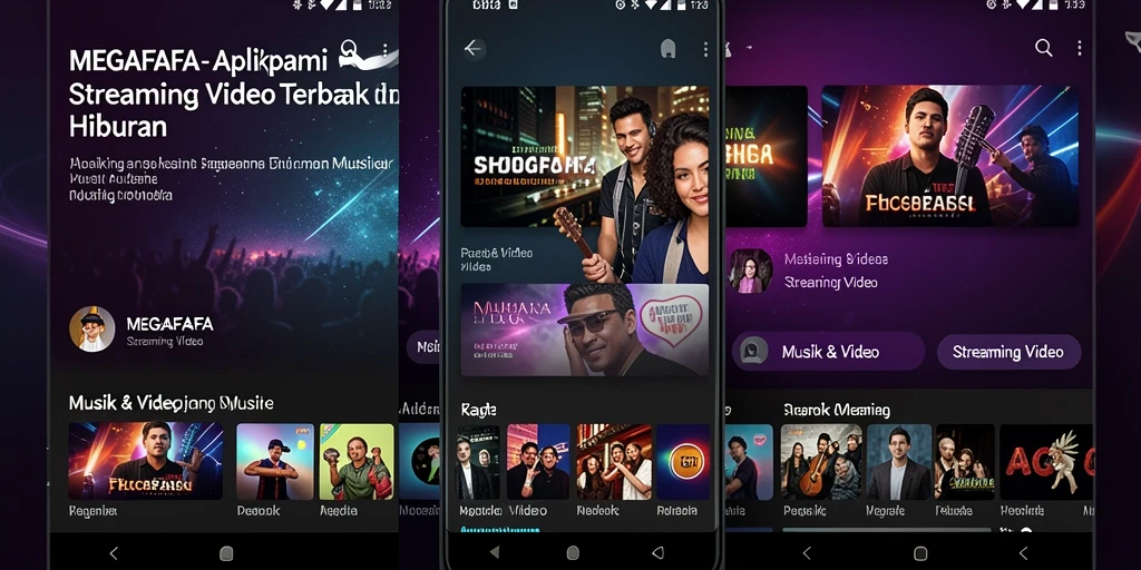 Antarmuka MEGAFAFA yang menampilkan video musik dengan kualitas jelas.