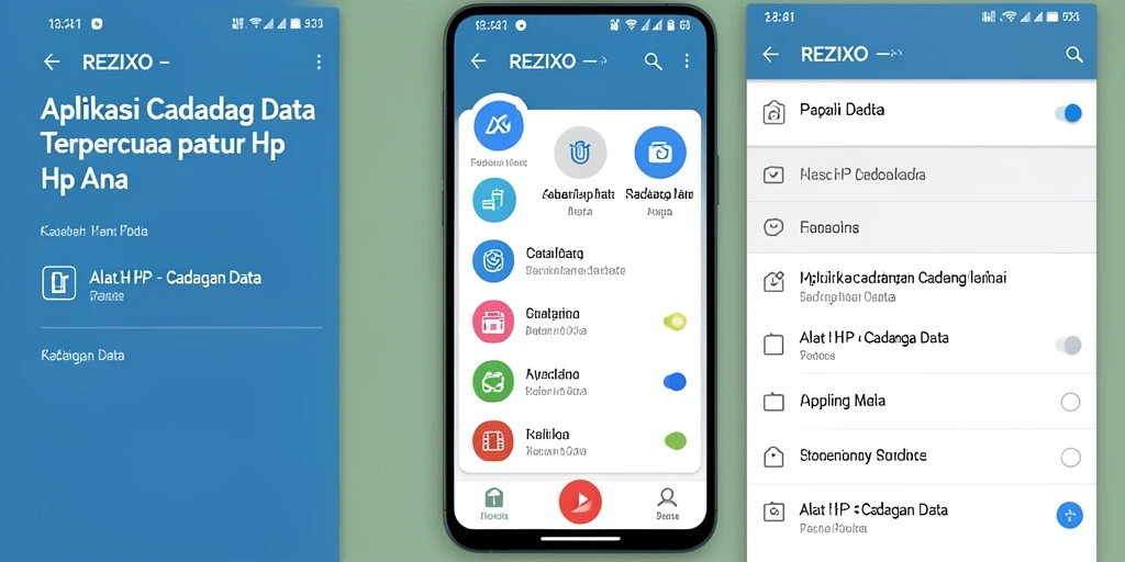 Tampilan antarmuka REZIXO untuk cadangan data yang mudah digunakan.