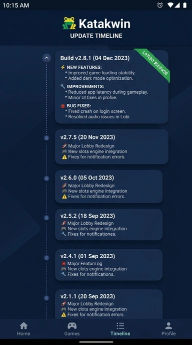 Riwayat versi katakwin untuk pengguna Android